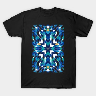 Triangles 2 abstract tribal blue pattern T-Shirt